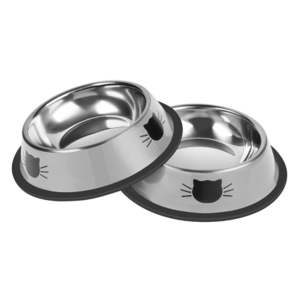 2pcs Cat Bowls Made From High-quality Stainless Steel