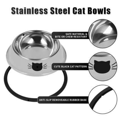 2pcs Cat Bowls Made From High-quality Stainless Steel