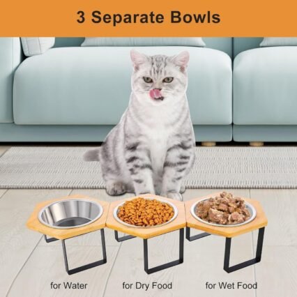 Set of 3 Stainless Steel Bowls For Cats