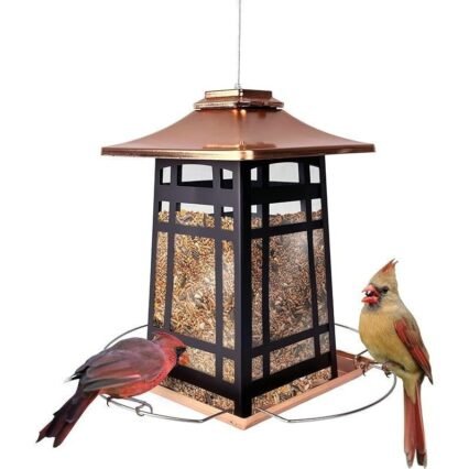 Hanging Wild Bird Seed Feeder, Metal Copper Gazebo Feeder