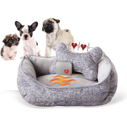 Heated Dog Bed with Bone Pillow 11 X 13 Inches